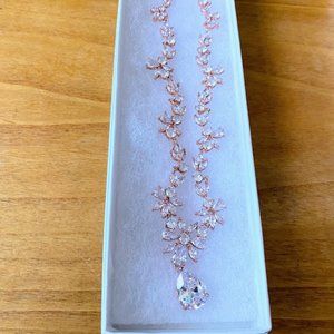 Crystal Rose Gold Bridal Necklace